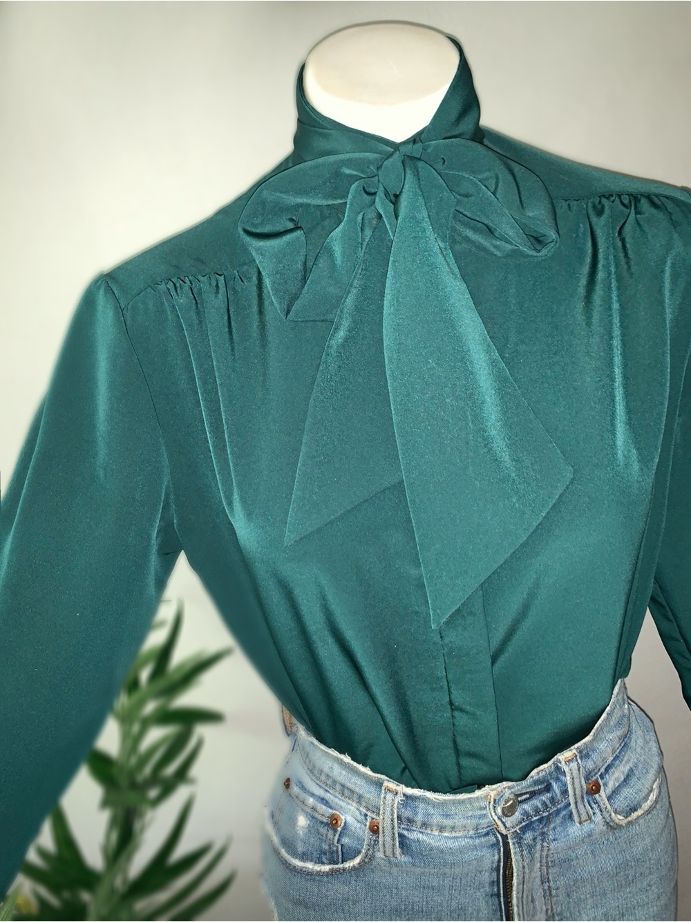 v i n t a g e :: Pendleton Neck Tie Secretary Blouse - Picture 3 of 12